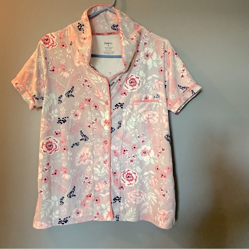 Born 2 Piece Floral Pajama Set Womens Sz M Lightweight‎ & Soft - Picture 6 of 6